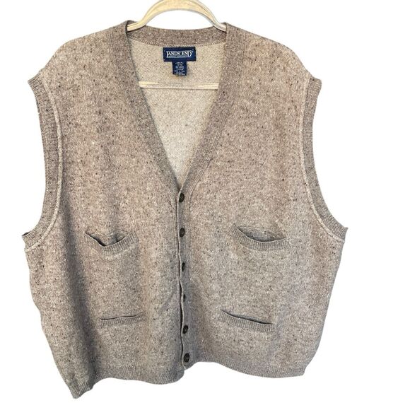 Lands End Wool Blend Sweater Vest Mens Extra Large XL Button Up Italy Grandpa - Picture 1 of 10